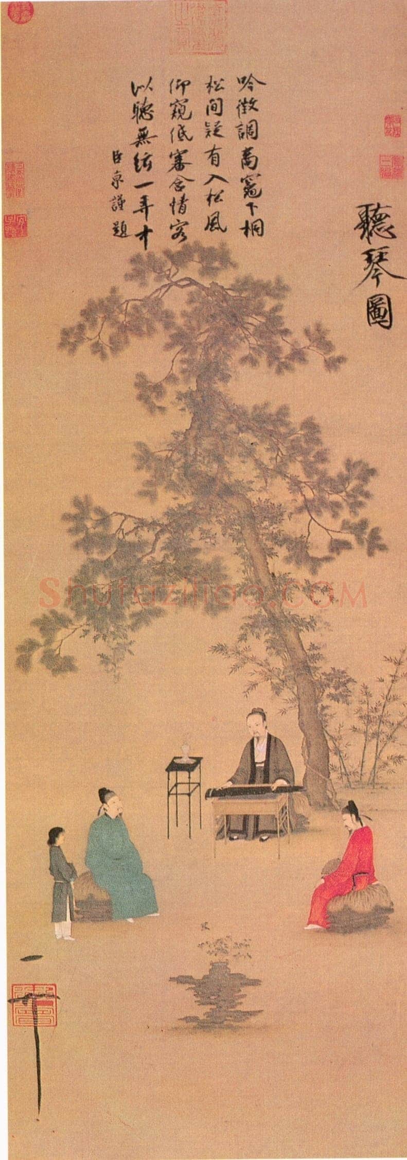 蔡京《题宋徽宗听琴图诗》绢本行书 北京故宫博物院藏