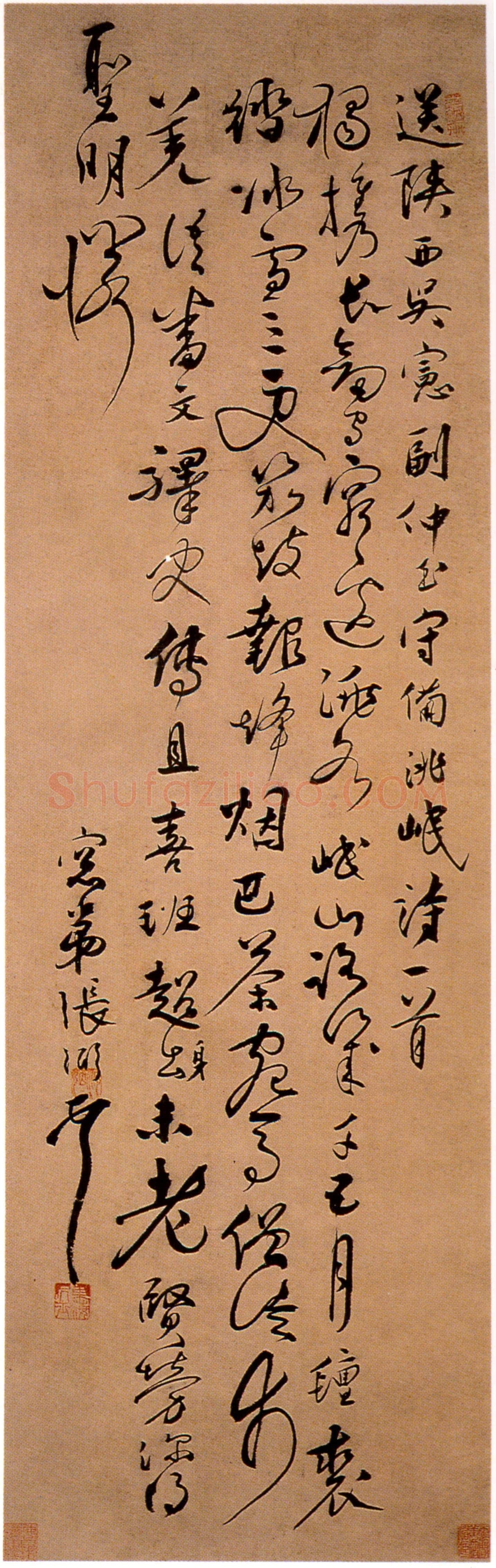 张弼《送吴仲玉诗轴》行草书 107.9×33.9cm 上海博物馆藏
