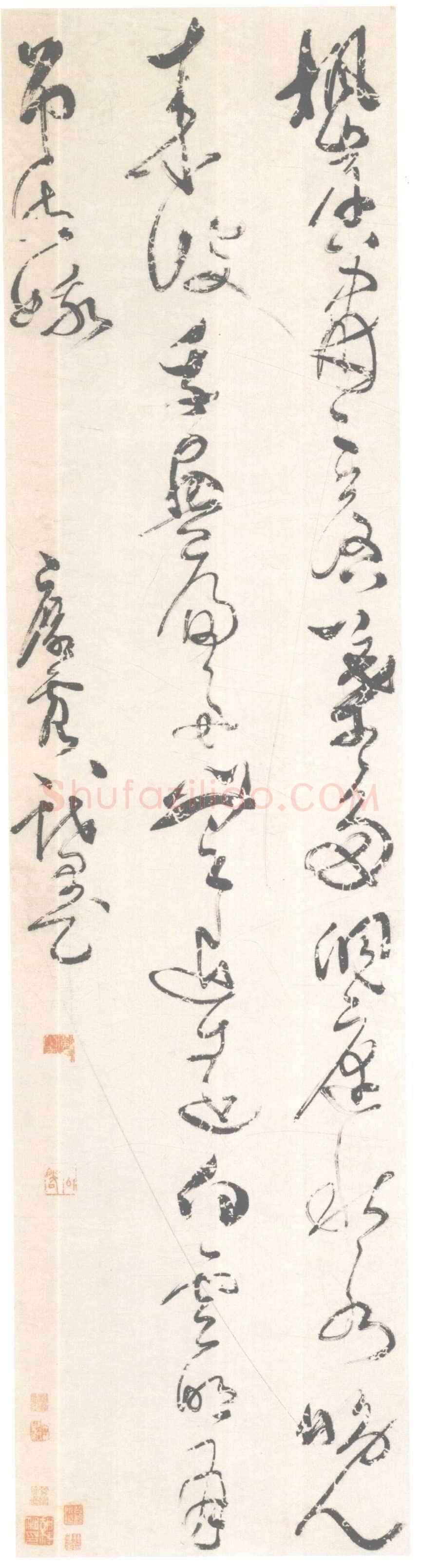 邝露《草书贾至七绝诗轴》纸本草书 172×45cm 北京故宫博物院藏