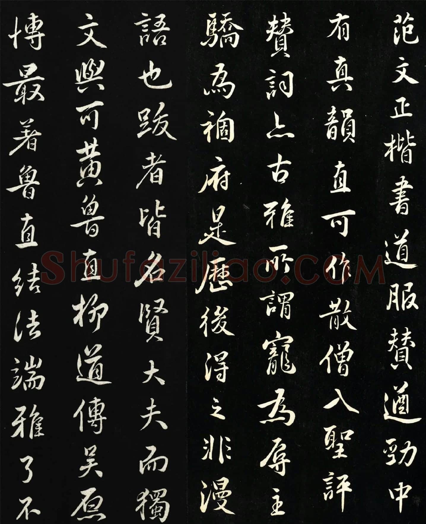 王世贞行楷书题跋《范仲淹道服赞》局部