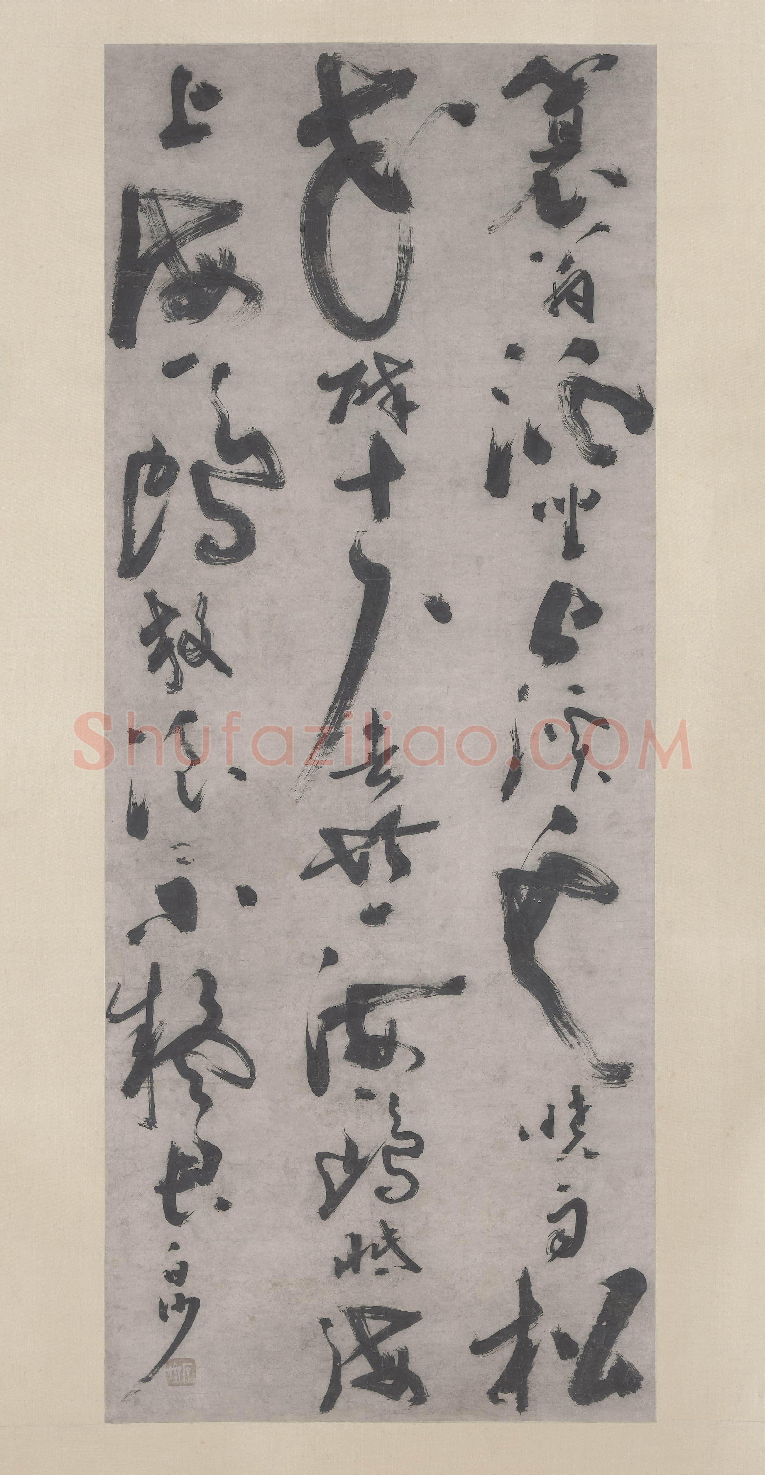 陈献章《七言绝句诗轴》纸本草书 129×51,4cm 上海博物馆藏