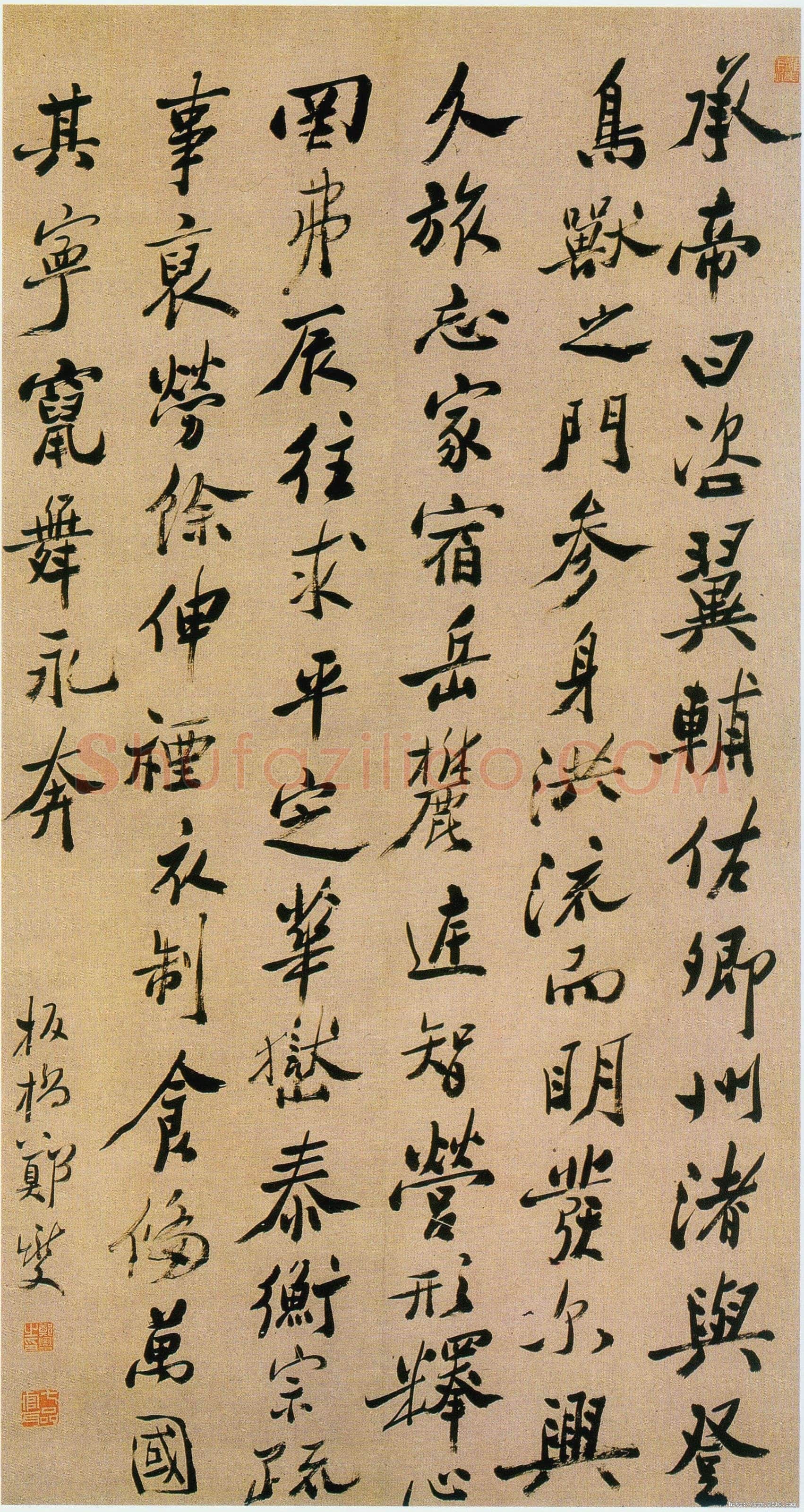 郑燮(郑板桥)《行书诗轴》纸本行书 184×102cm 中央工艺美术学院(今清华大学美术学院)藏