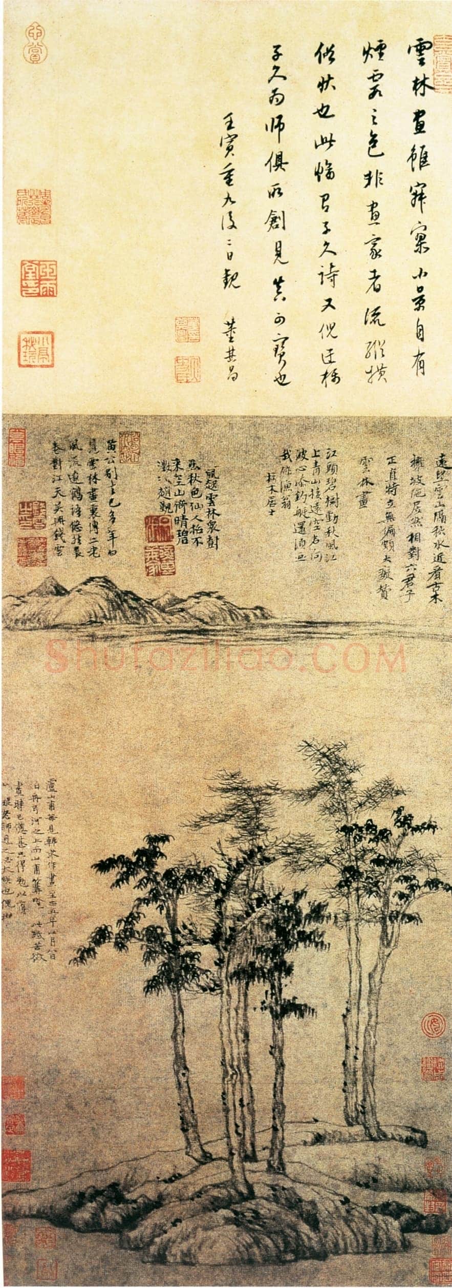 倪瓒《水竹居图轴》