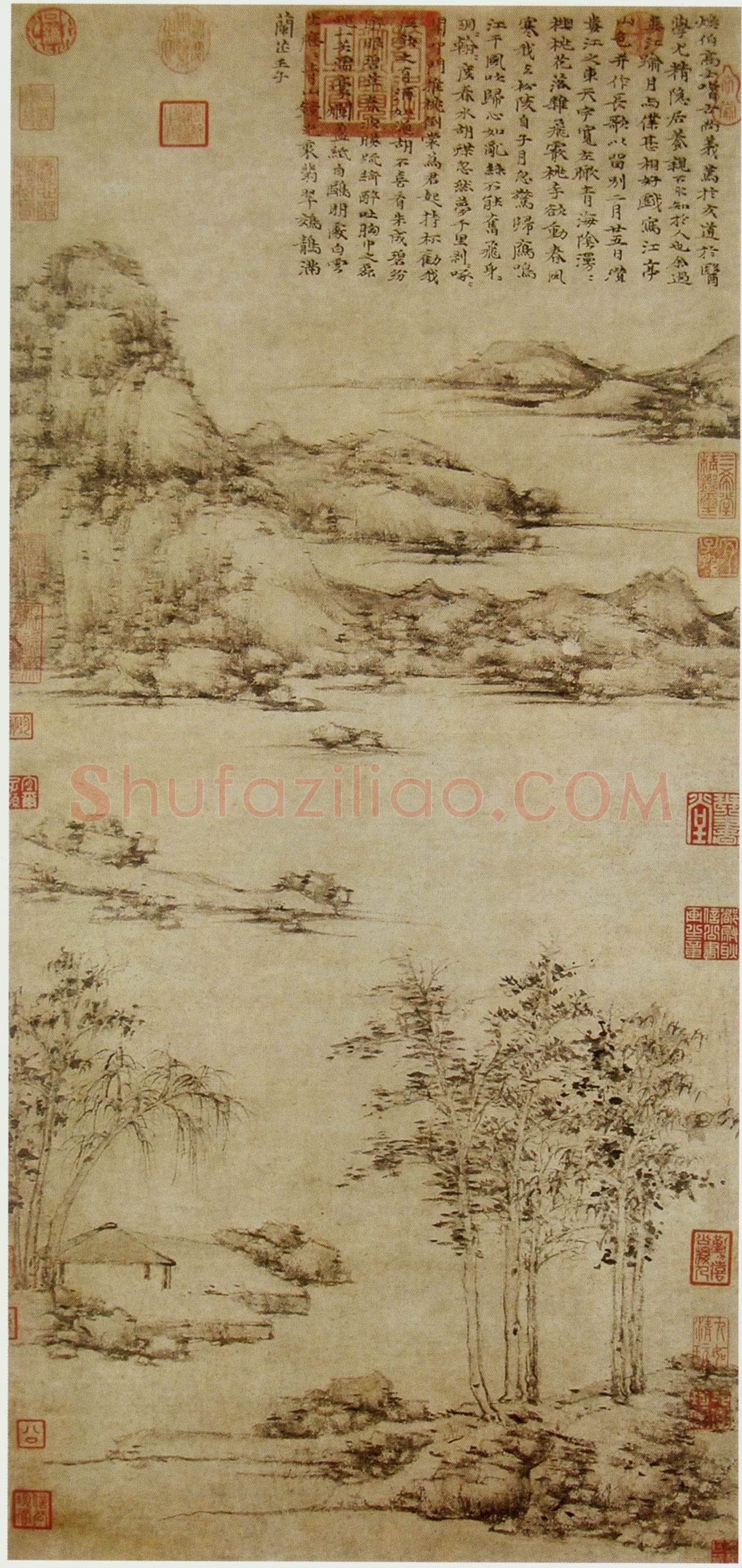 倪瓒《水竹居图轴》