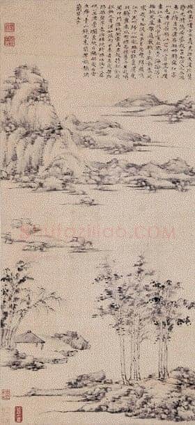 倪瓒《水竹居图轴》