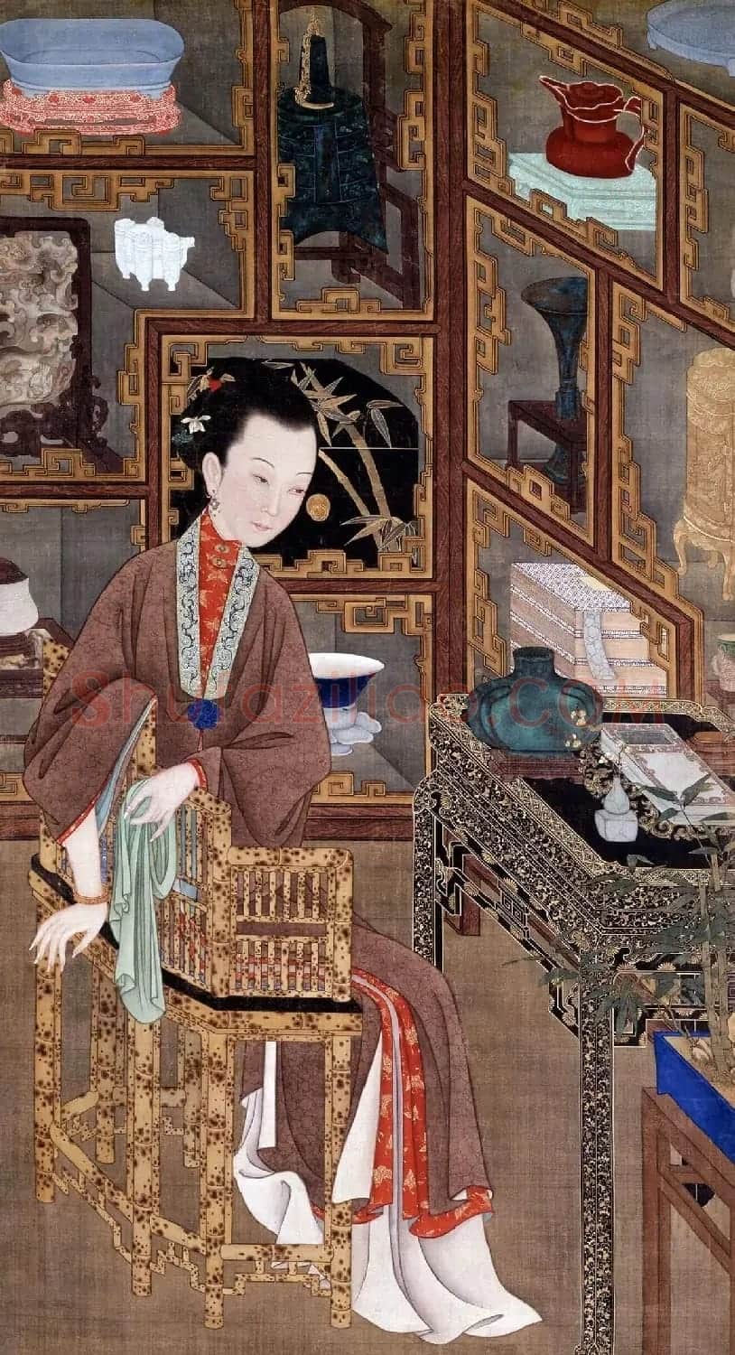 清初宫廷工笔重彩人物画《十二美人图》 | 传世书法作品欣赏