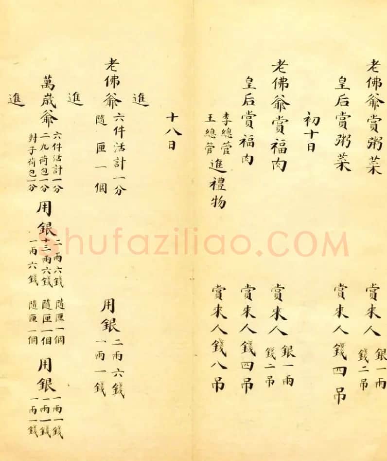 清朝瑾妃娘娘《账目收支明细》 | 名家书法作品精选