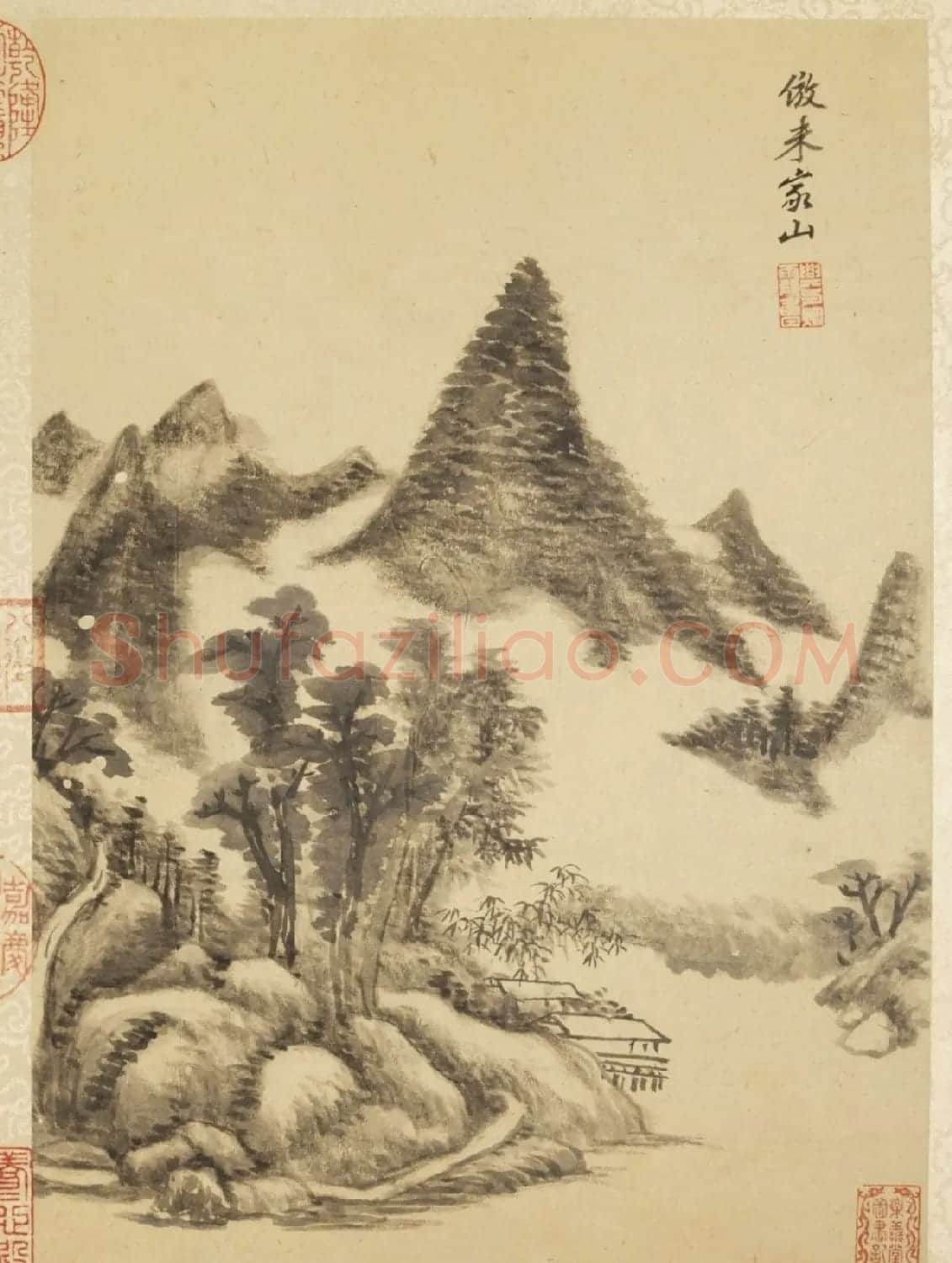 梁诗正书法敬题《王原祁仿古山水册》 | 传世书法作品鉴赏