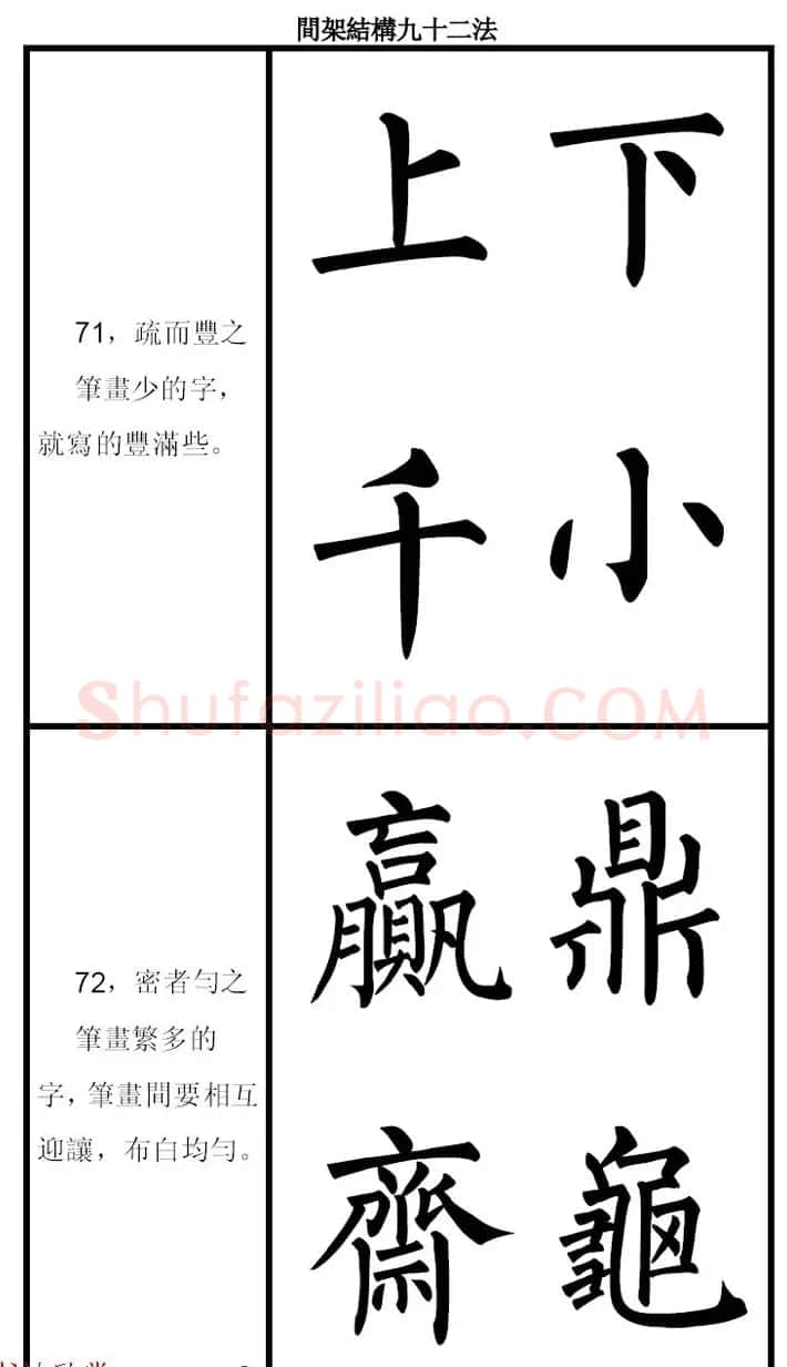 柳体字帖《柳公权楷书间架结构九十二法》 | 软笔楷书字帖