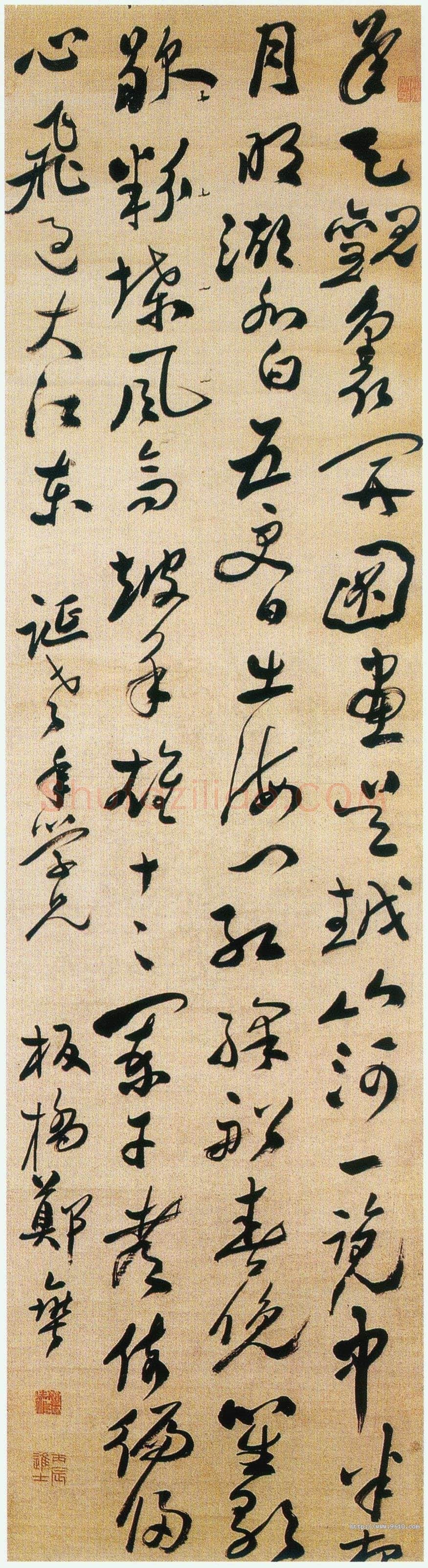 郑燮(郑板桥)《草书诗轴》纸本草书 77×52cm 广东省美术馆藏