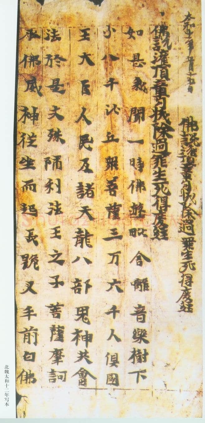北魏东阳王元荣时期写经北魏经卷,摘自北魏北魏东阳王元荣时期写经