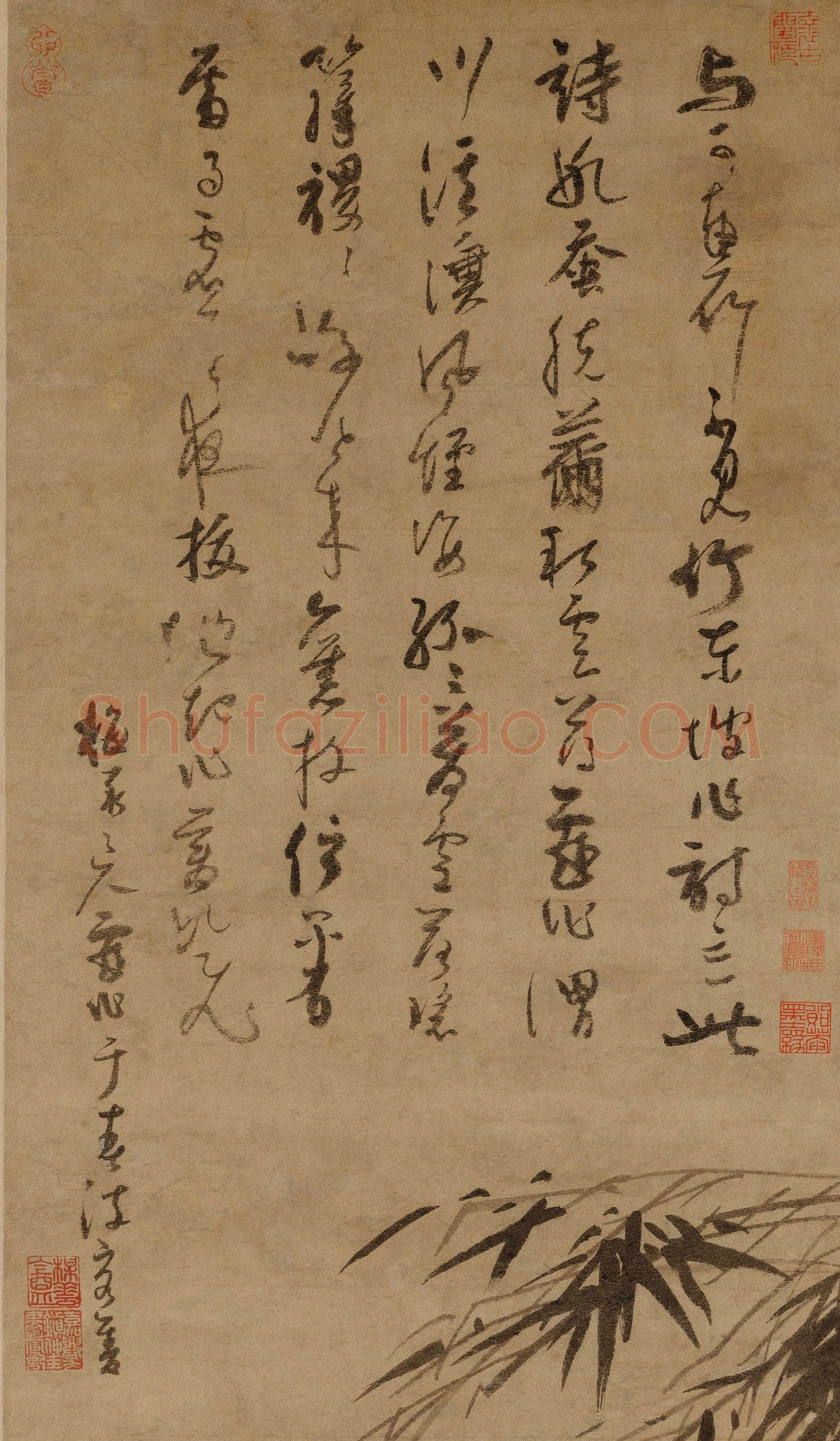 吴镇《墨竹坡石图轴》纸本 103.4×33cm 北京故宫博物院藏