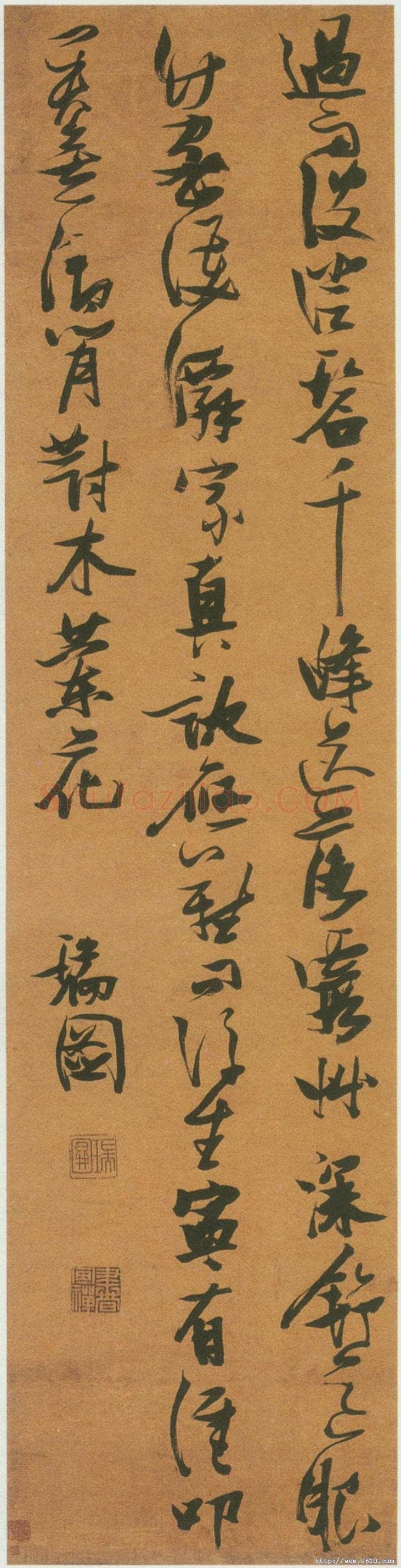 张瑞图《草书五律诗轴》纸本　200×49.5cm 西泠印社藏