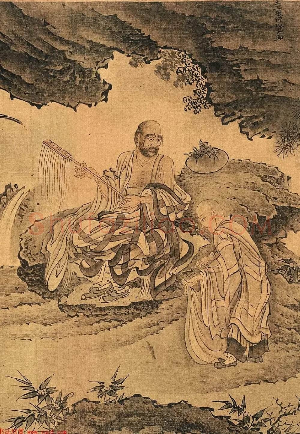 戴进工笔人物画赏析《达摩六代祖师图》 | 传世书法作品鉴赏