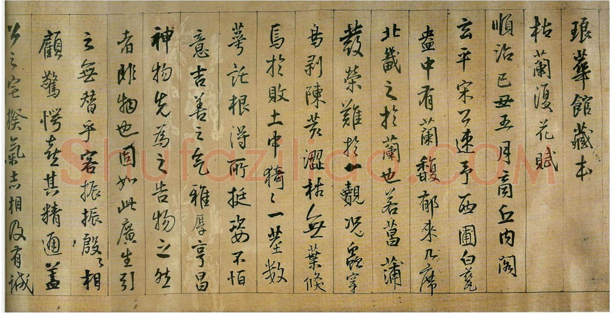 王铎《枯兰复花图卷》清顺治七年(己丑1649年)全卷32.6X1035.5cm 苏州博物馆藏