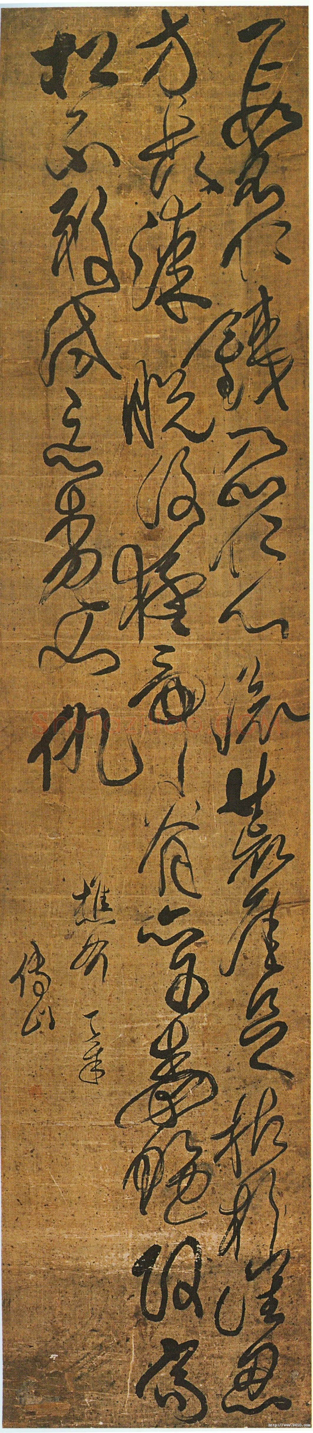 傅山《草书樵斧诗》轴 绢本 207cm×46cm 山西省博物院藏
