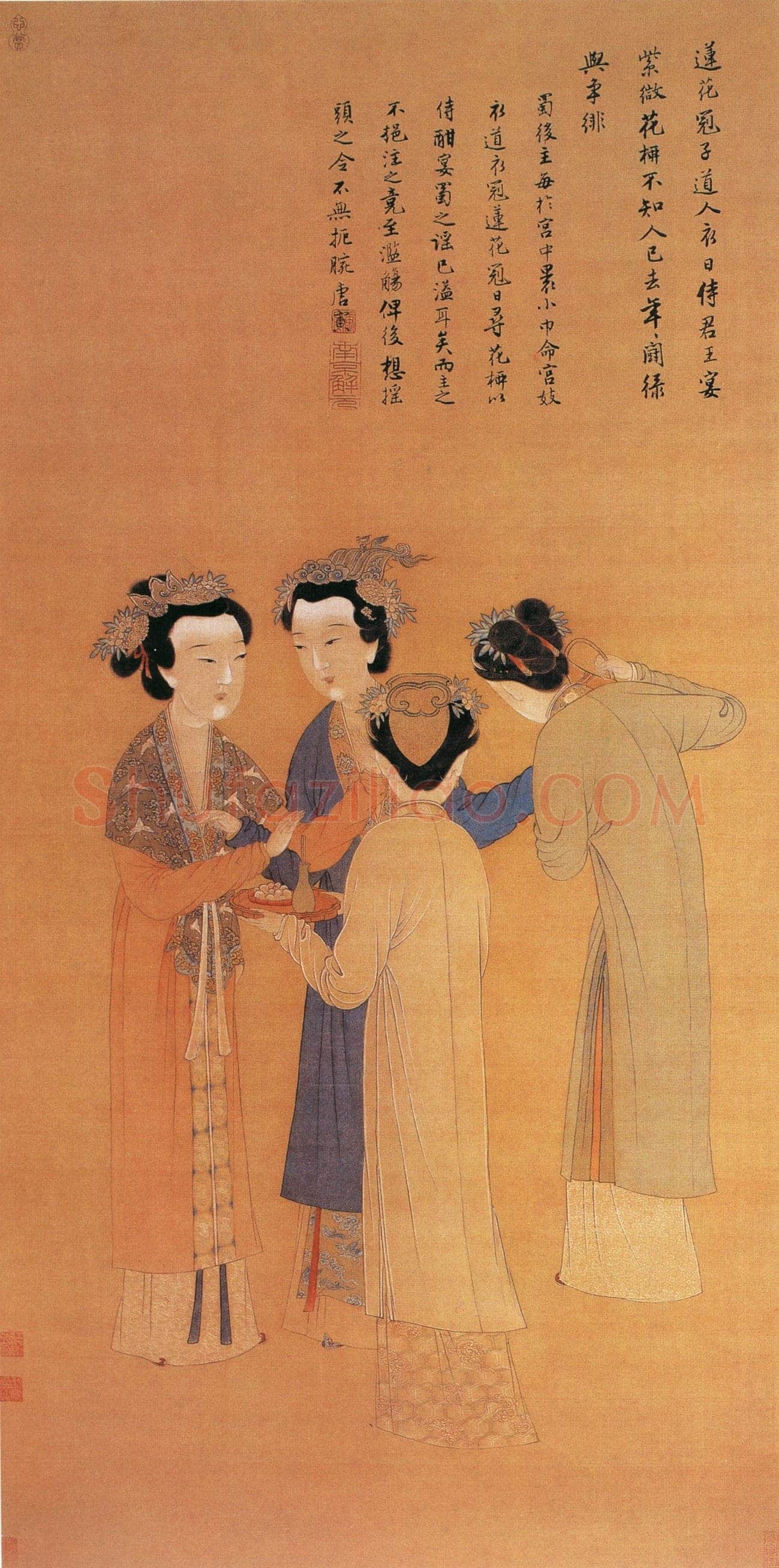 唐寅《王蜀宫妓图》绢本设色,124.7×53.6cm 北京故宫博物院藏