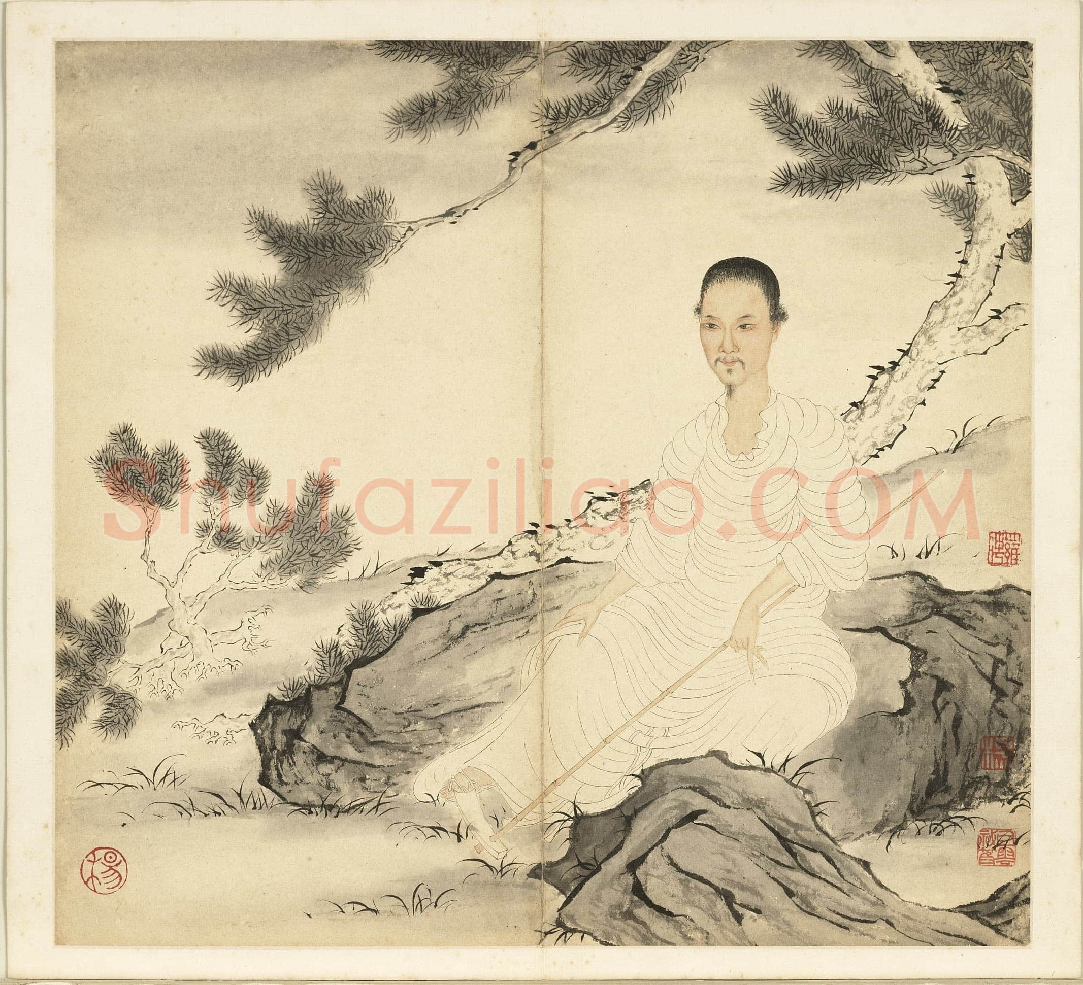 石涛《小楷道德经册》纸本楷书 本幅 24×12.7cm 台北故宫博物院藏 《自题山水真迹册》纸本行书 15×42.5cm 台北故宫博物院藏