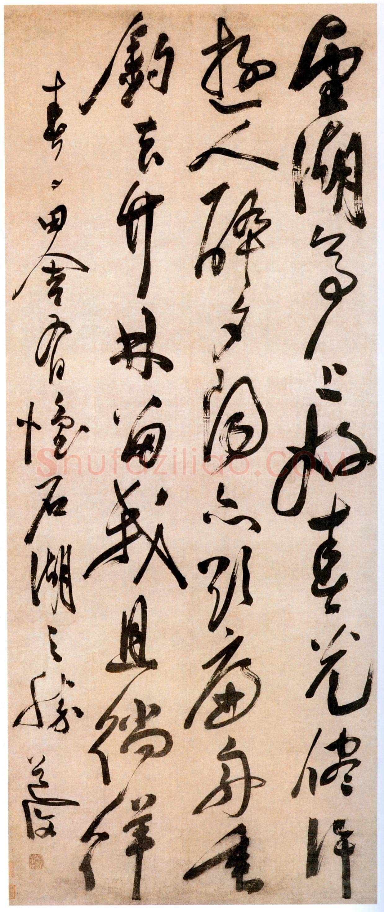 陈淳《春日田舍有怀石湖之胜七言诗轴》纸本草书 154.6×64.5cm 北京故宫博物院藏