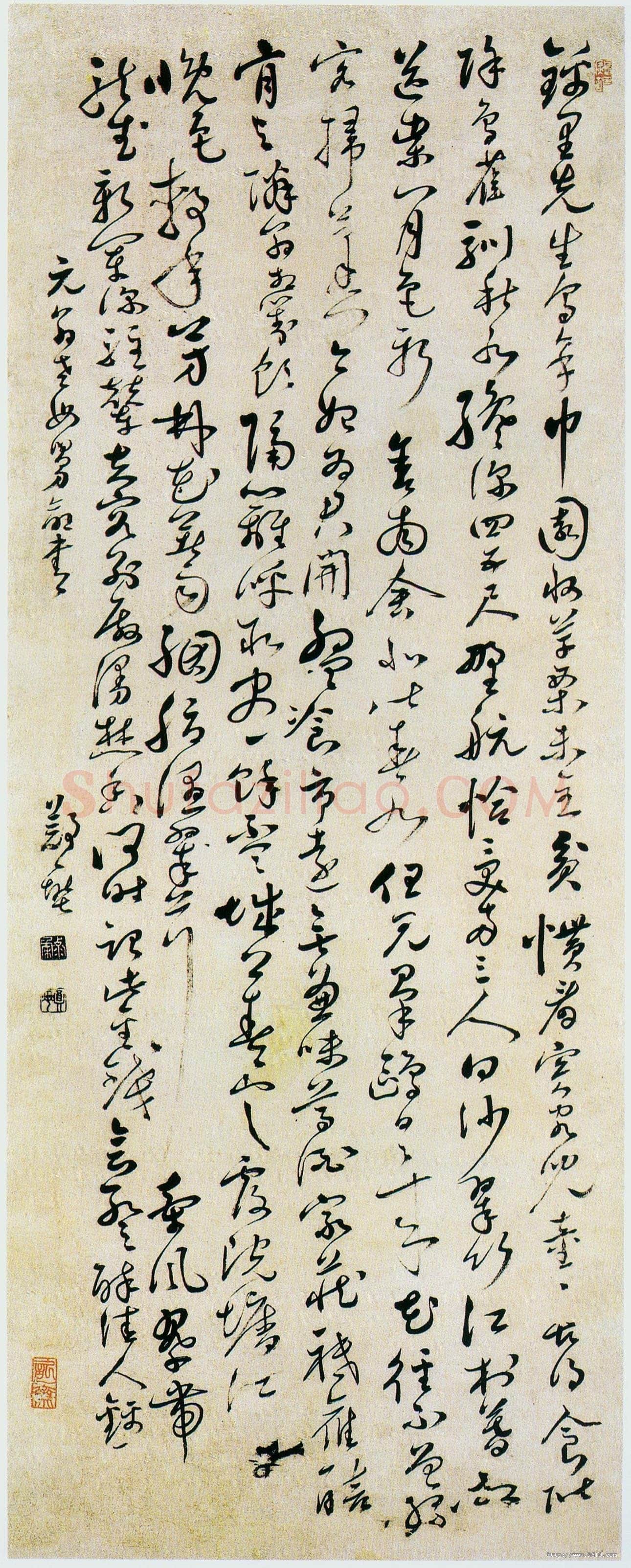 郑燮(郑板桥)《草书杜诗三首轴》85.5×35.2cm 扬州博物馆藏