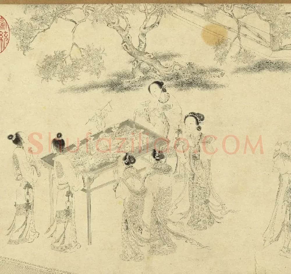 传明仇英乞巧图：宫中女子过七夕 | 传世书法作品精选