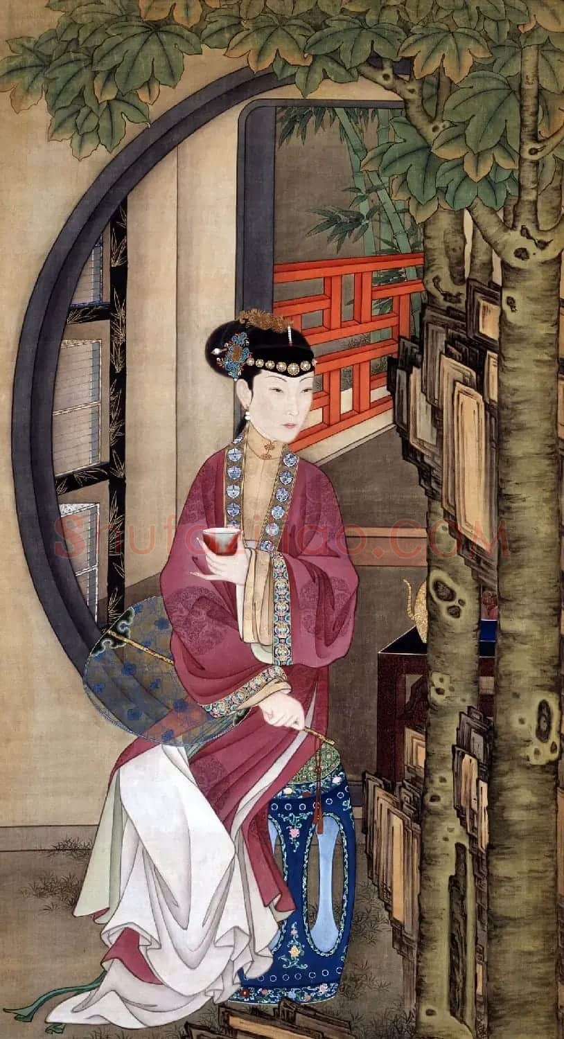 清初宫廷工笔重彩人物画《十二美人图》 | 传世书法作品欣赏