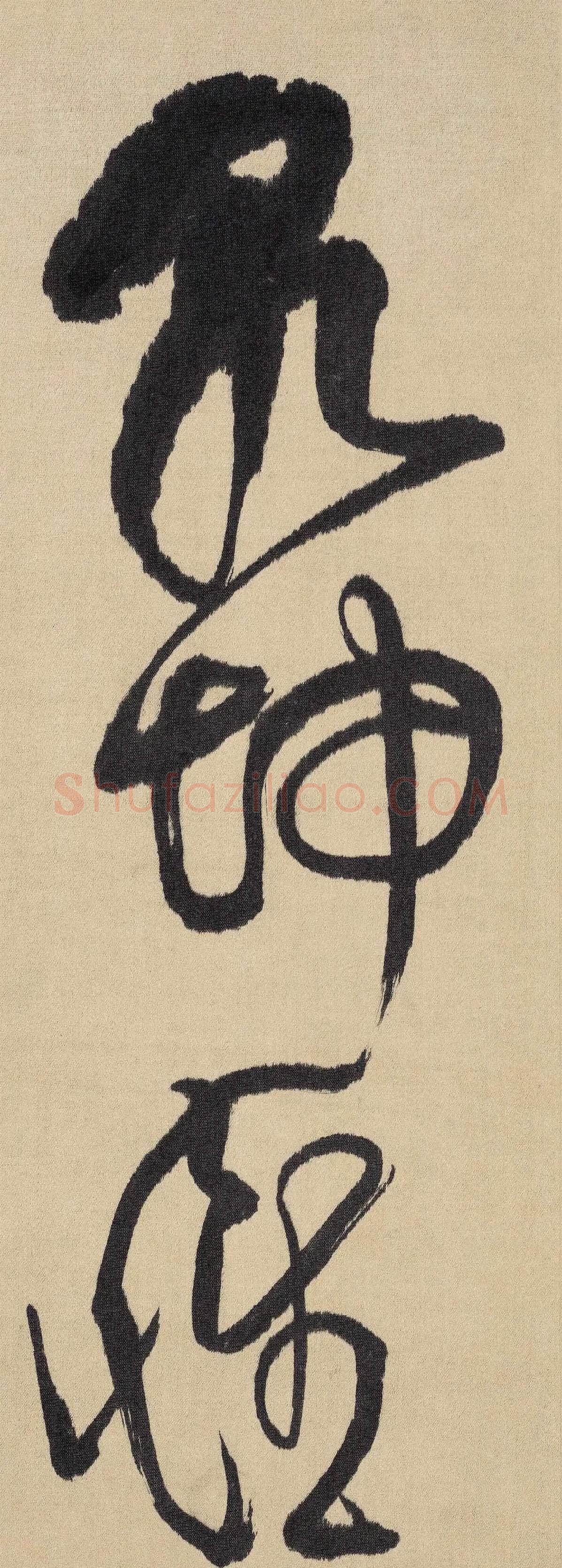 傅山草书《双寿诗轴》高清大图局部-1