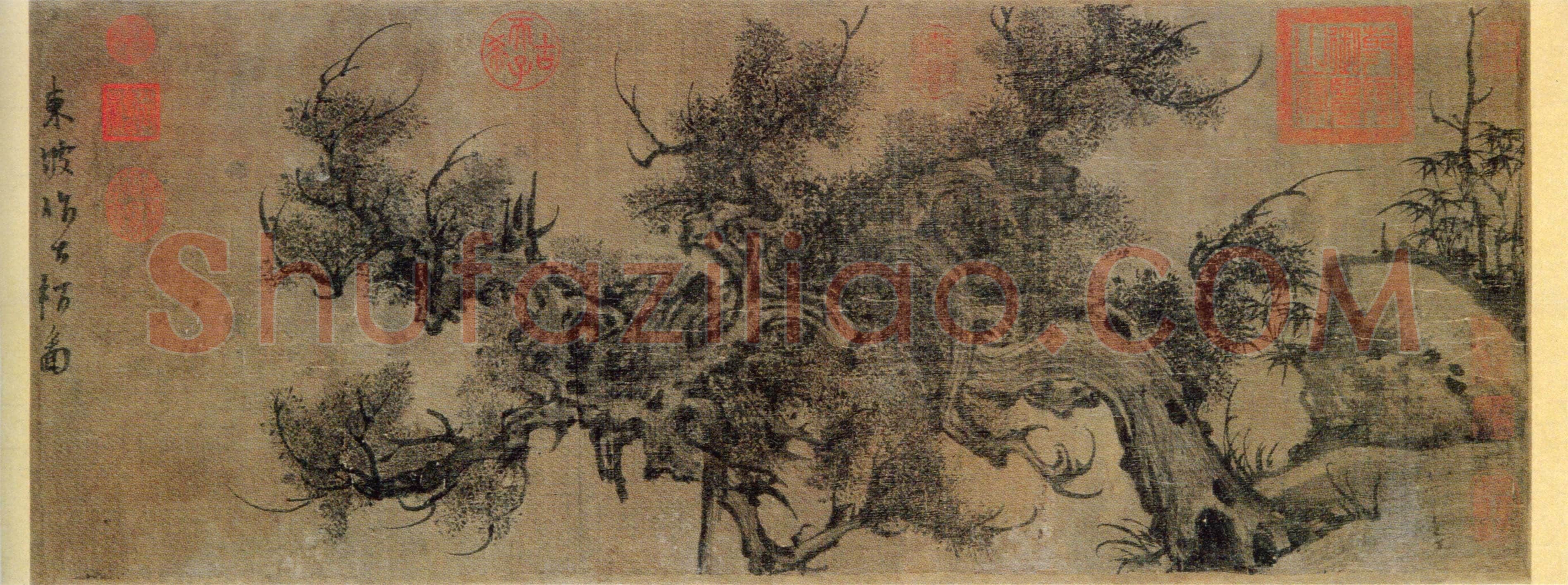 张即之《双松图歌卷》纸本楷书 33.8×1196cm 宝祐五年(1257)北京故宫博物院藏