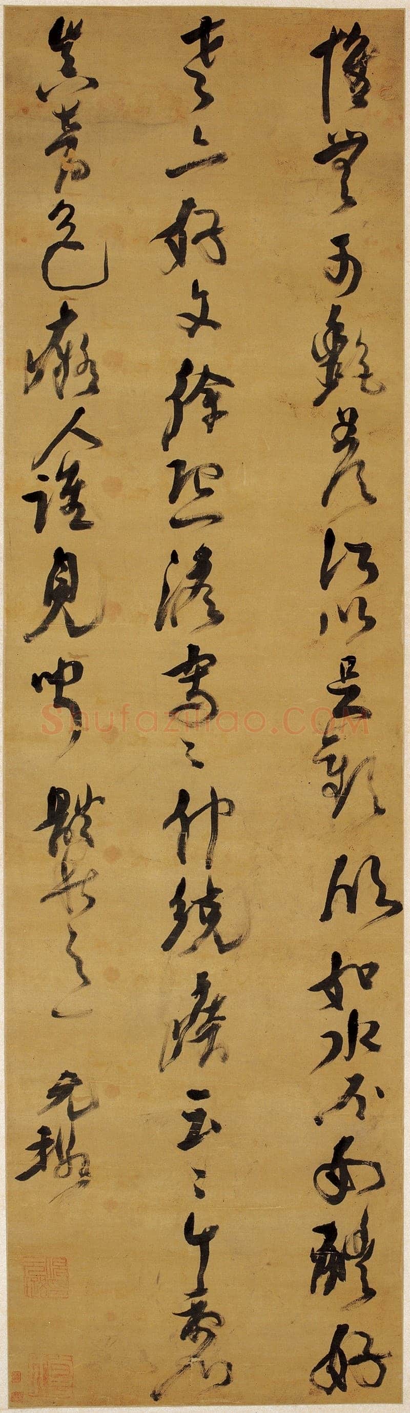 倪元璐《行草书体秋之一五律轴》纸本行草书　156×44cm 西泠印社藏