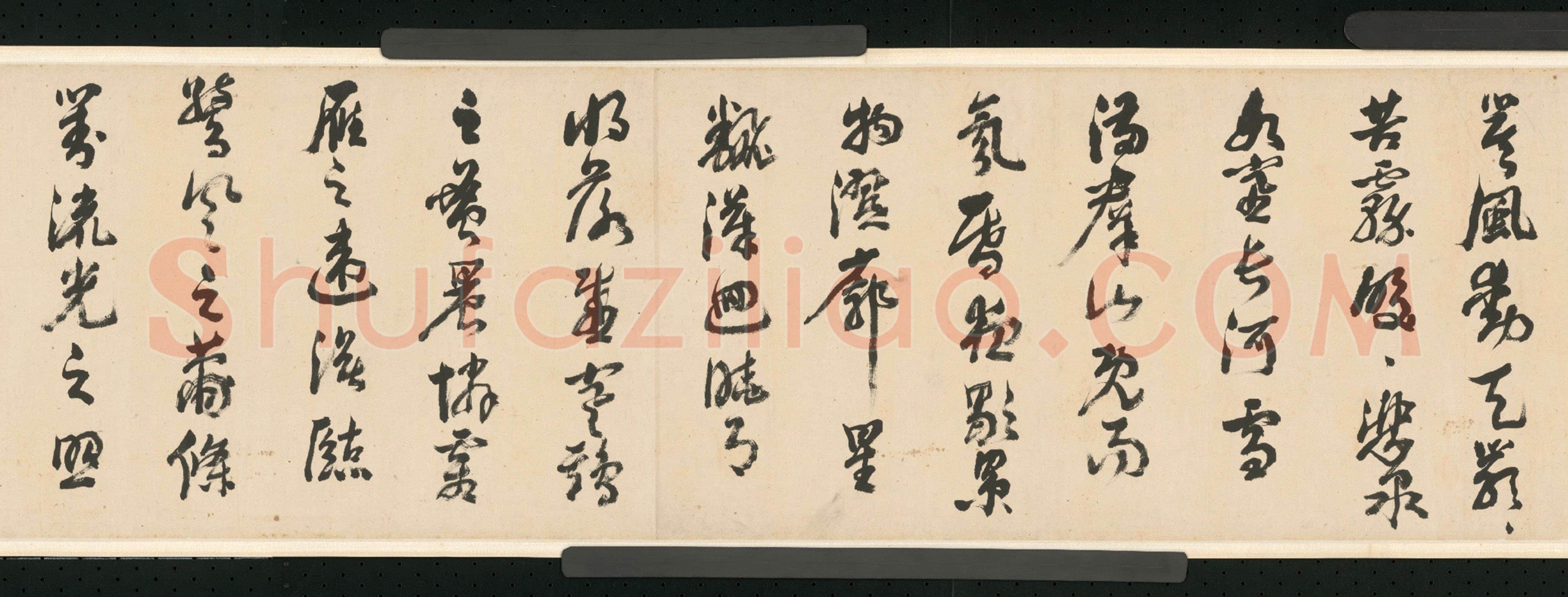 倪元璐《行草舞鹤赋卷》行草书,30.4×909.8cm。崇祯二年(1629)北京故宫博物院藏