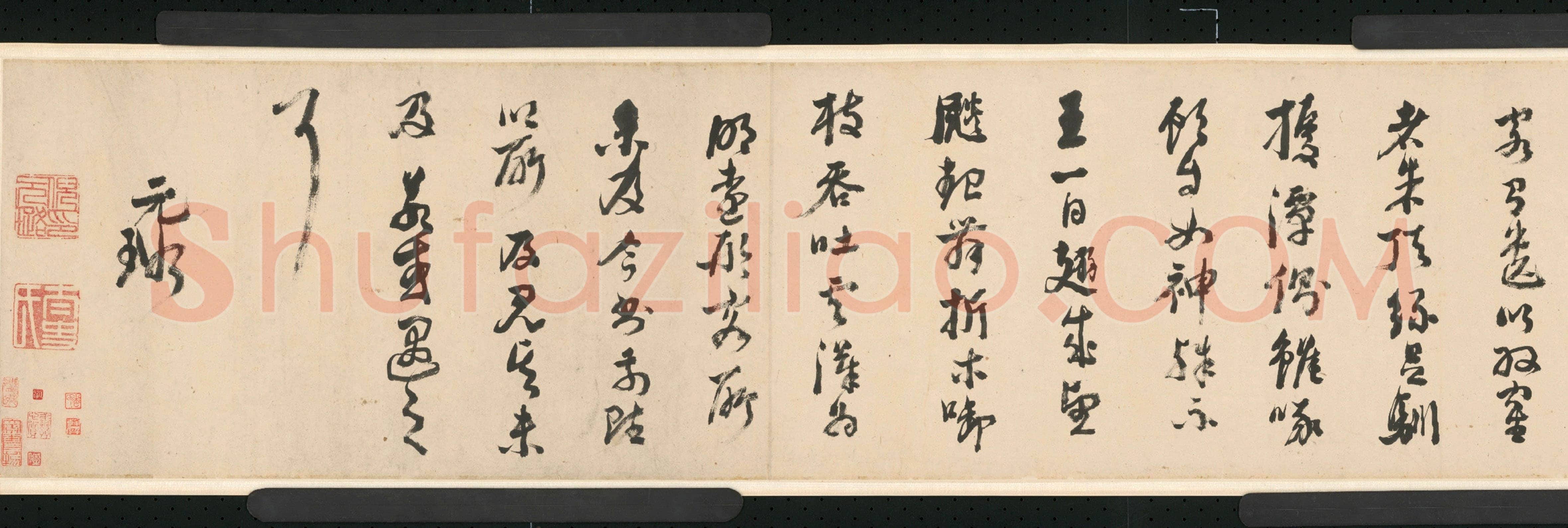 倪元璐《行草舞鹤赋卷》行草书,30.4×909.8cm。崇祯二年(1629)北京故宫博物院藏