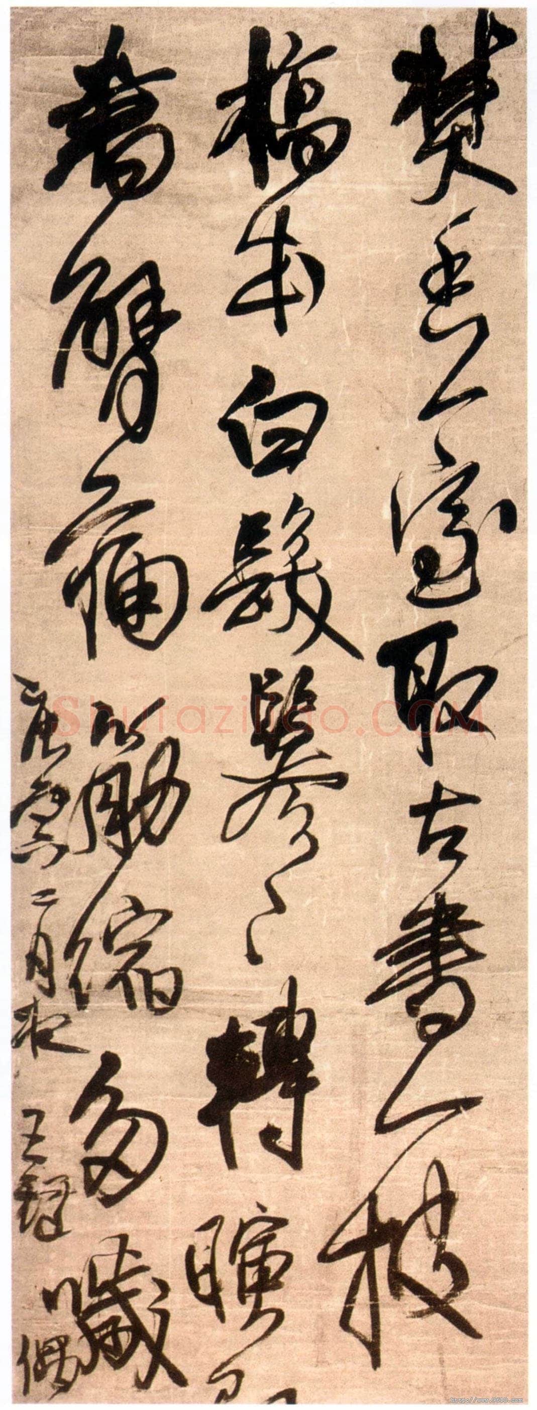王铎《书画虽遣怀文语》轴 清顺治七年(庚寅1650年)绢本,行书,纵203cm,横50cm。首都博物馆藏