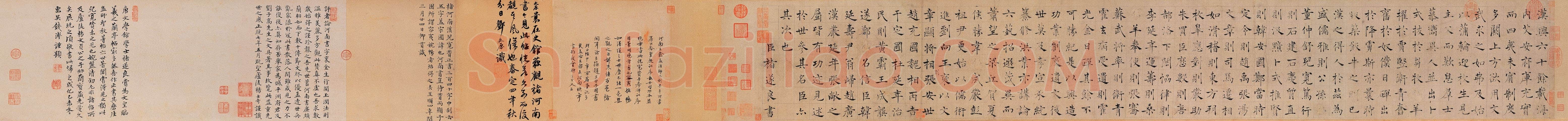 褚遂良《倪宽赞》(传)素笺乌丝栏墨迹卷 25.6×576cm 台北故宫博物院藏