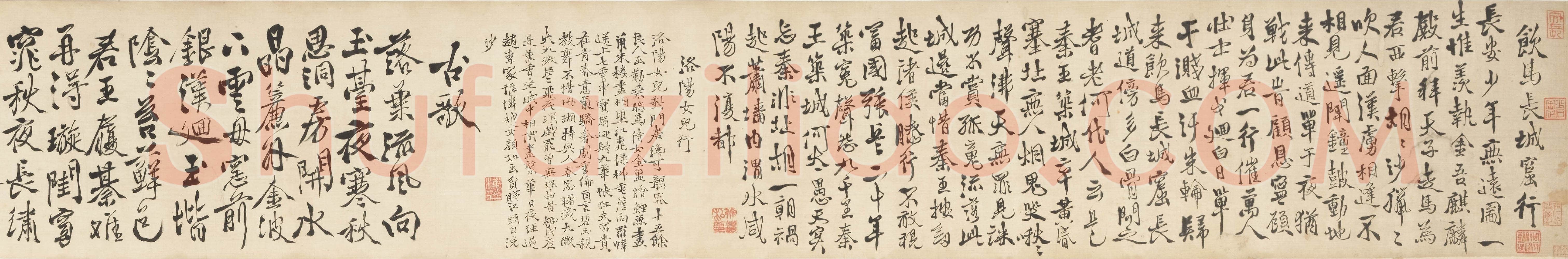 徐渭《行书唐宋诗词卷》绢本行书 22.5×269cm 上海博物馆藏