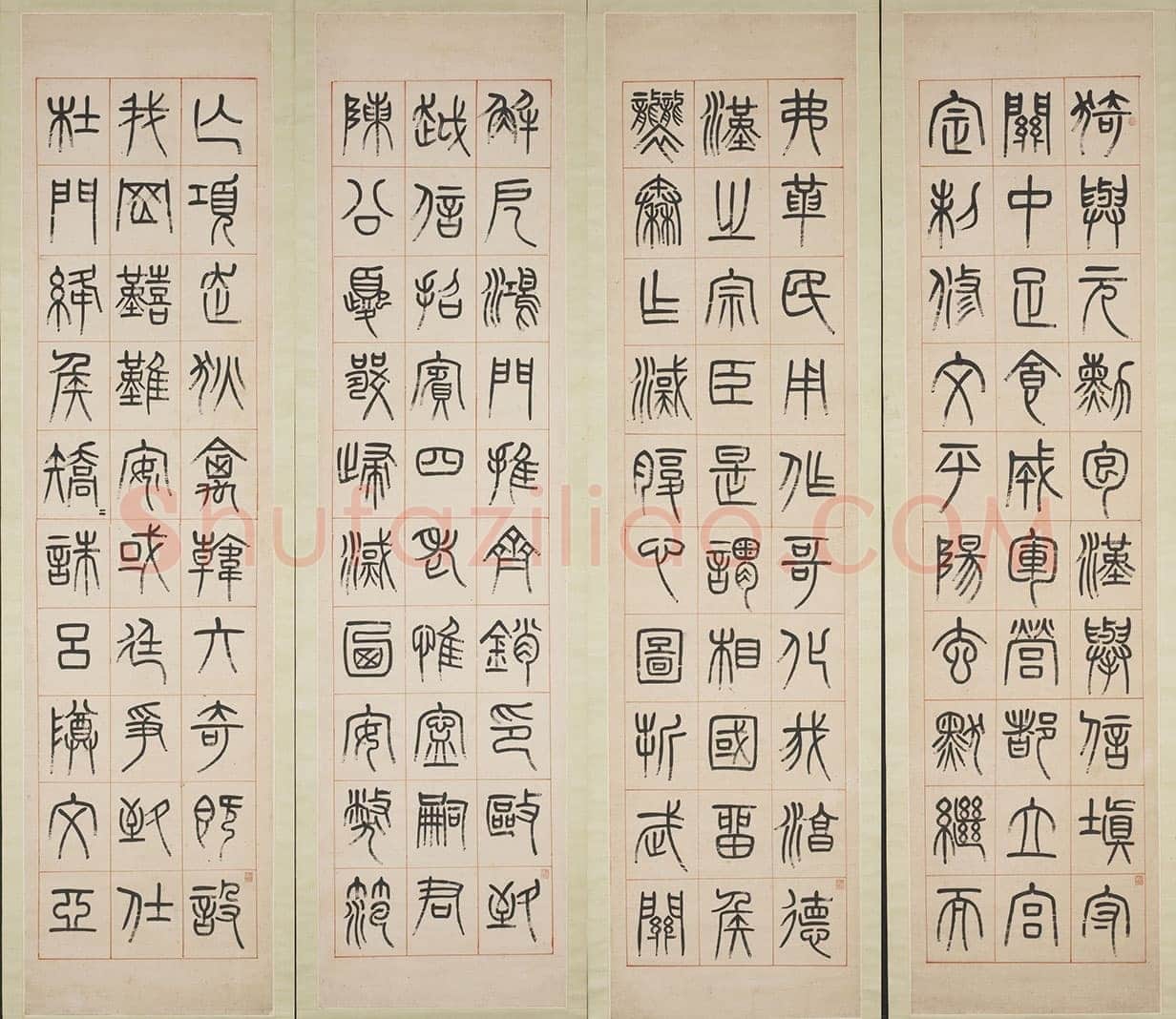 杨沂孙《汉初名臣叙赞篆书八巨屏》纸本 234×58.3cm×2 1873年 台北故宫博物院藏