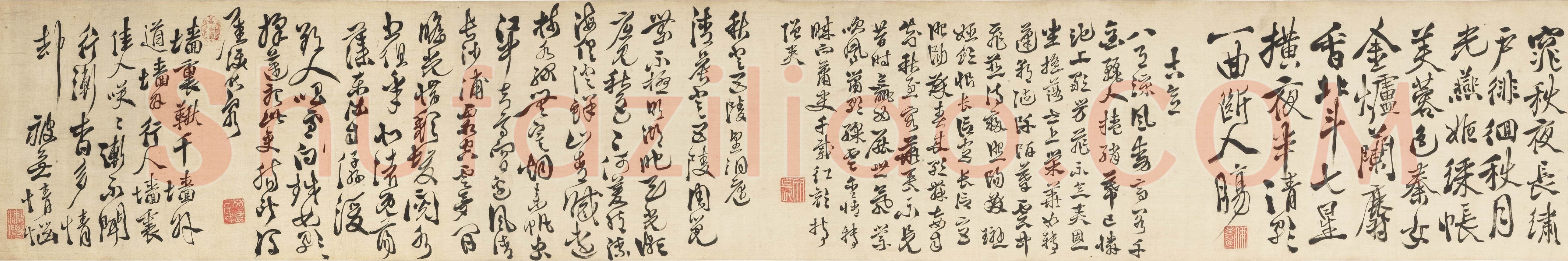 徐渭《行书唐宋诗词卷》绢本行书 22.5×269cm 上海博物馆藏