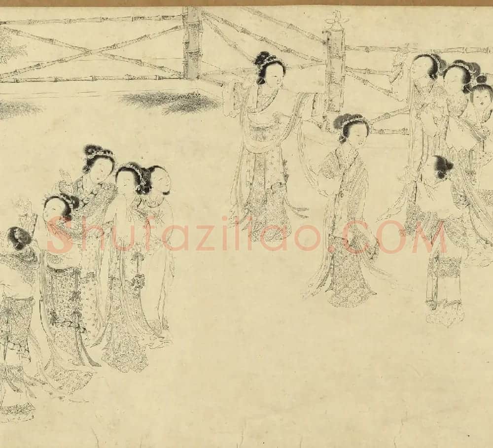 传明仇英乞巧图：宫中女子过七夕 | 传世书法作品精选