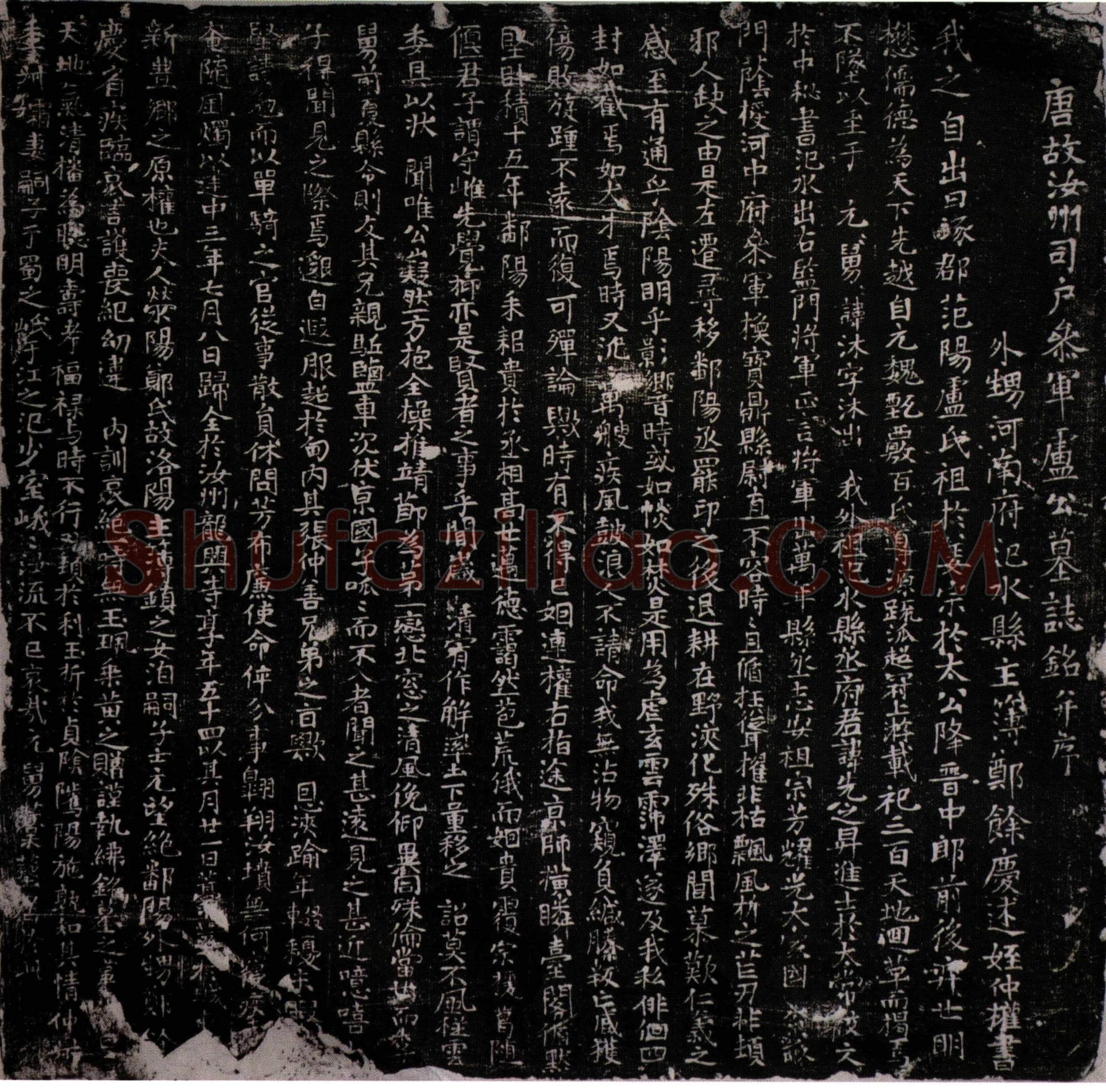 唐卢沐墓誌(唐故汝州司户参军卢公墓誌铭并序)