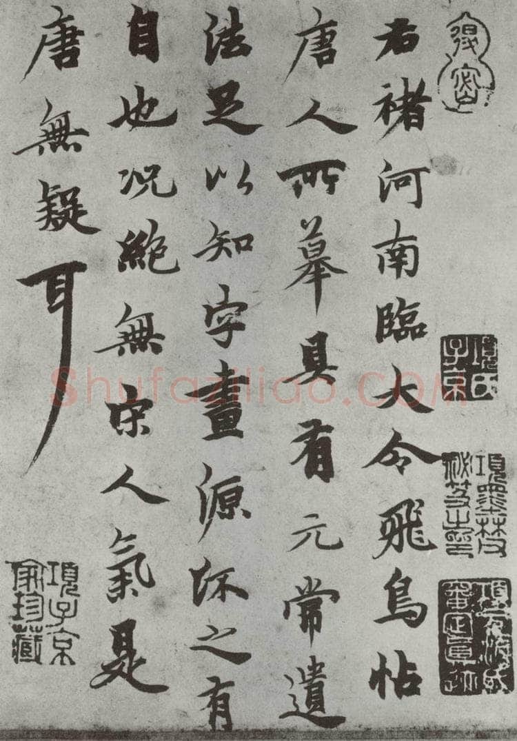 唐 褚遂良 《临王献之飞鸟帖墨迹及题跋》局部六 书法作品