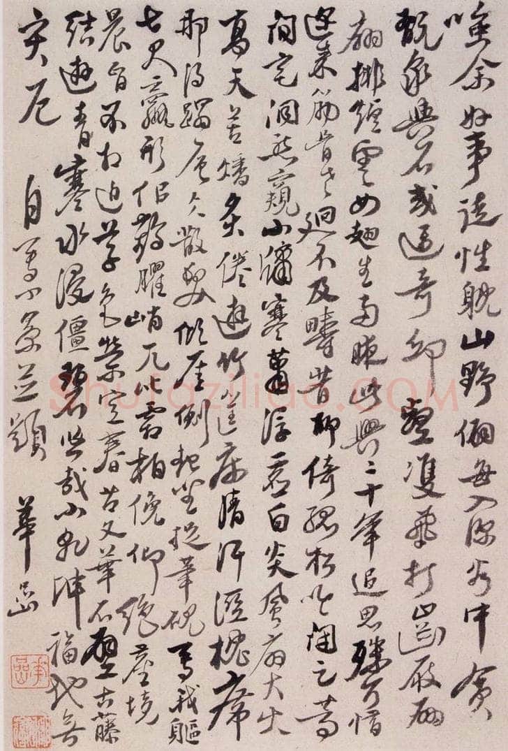 清 华岩 《行书题画诗》 书法作品