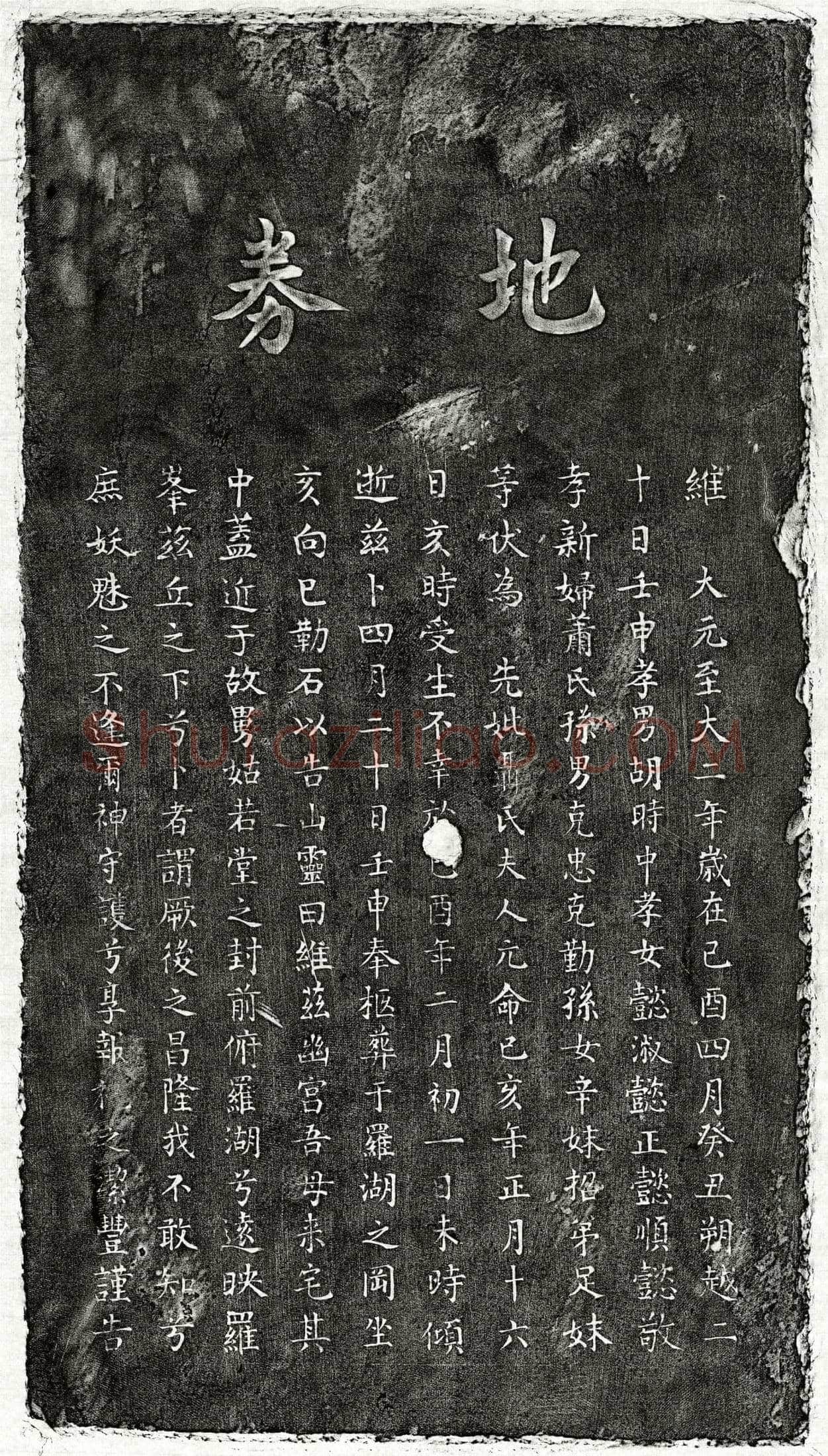 元 胡时中母聂氏 买地券