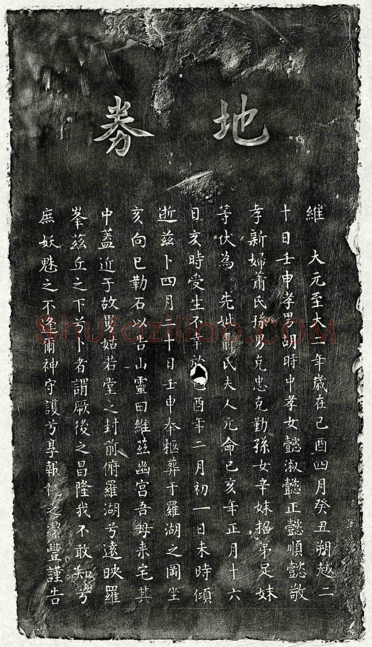 元 胡时中母聂氏 买地券