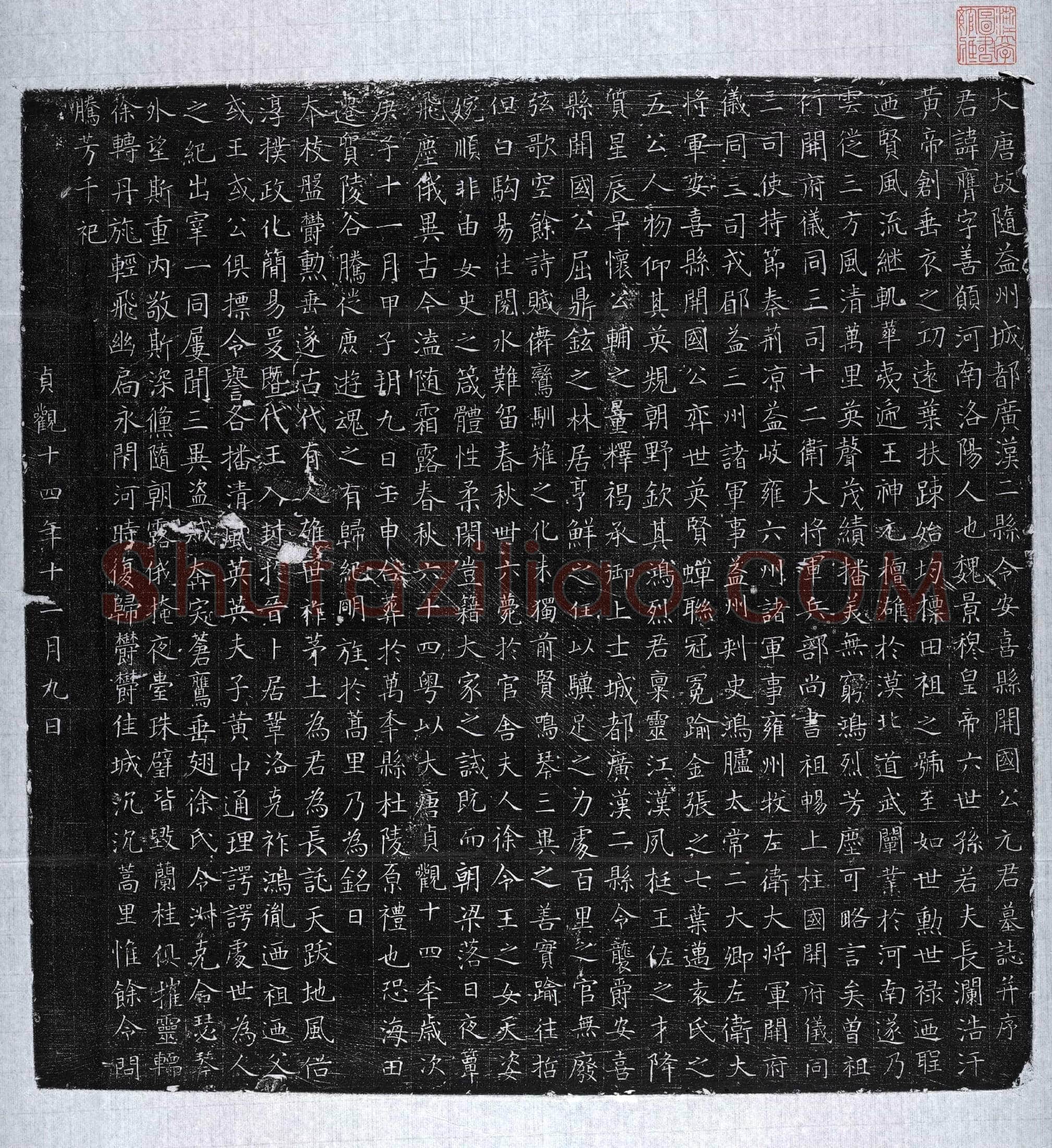 唐元膺墓誌(大唐故隋益州城都广汉二县令安喜县开国公元君墓誌并序)