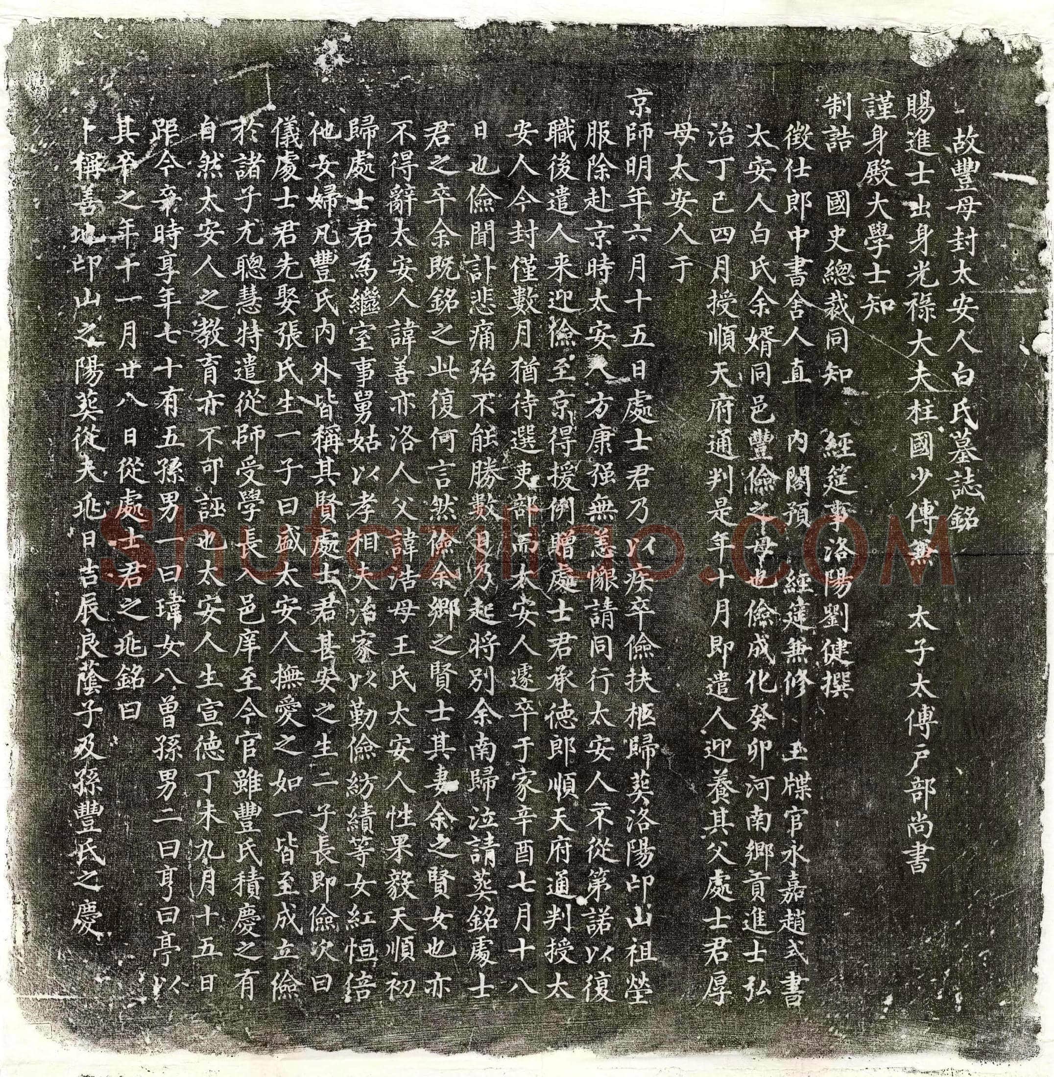 明丰俭母白善墓誌(故丰母封太安人白氏墓誌铭)