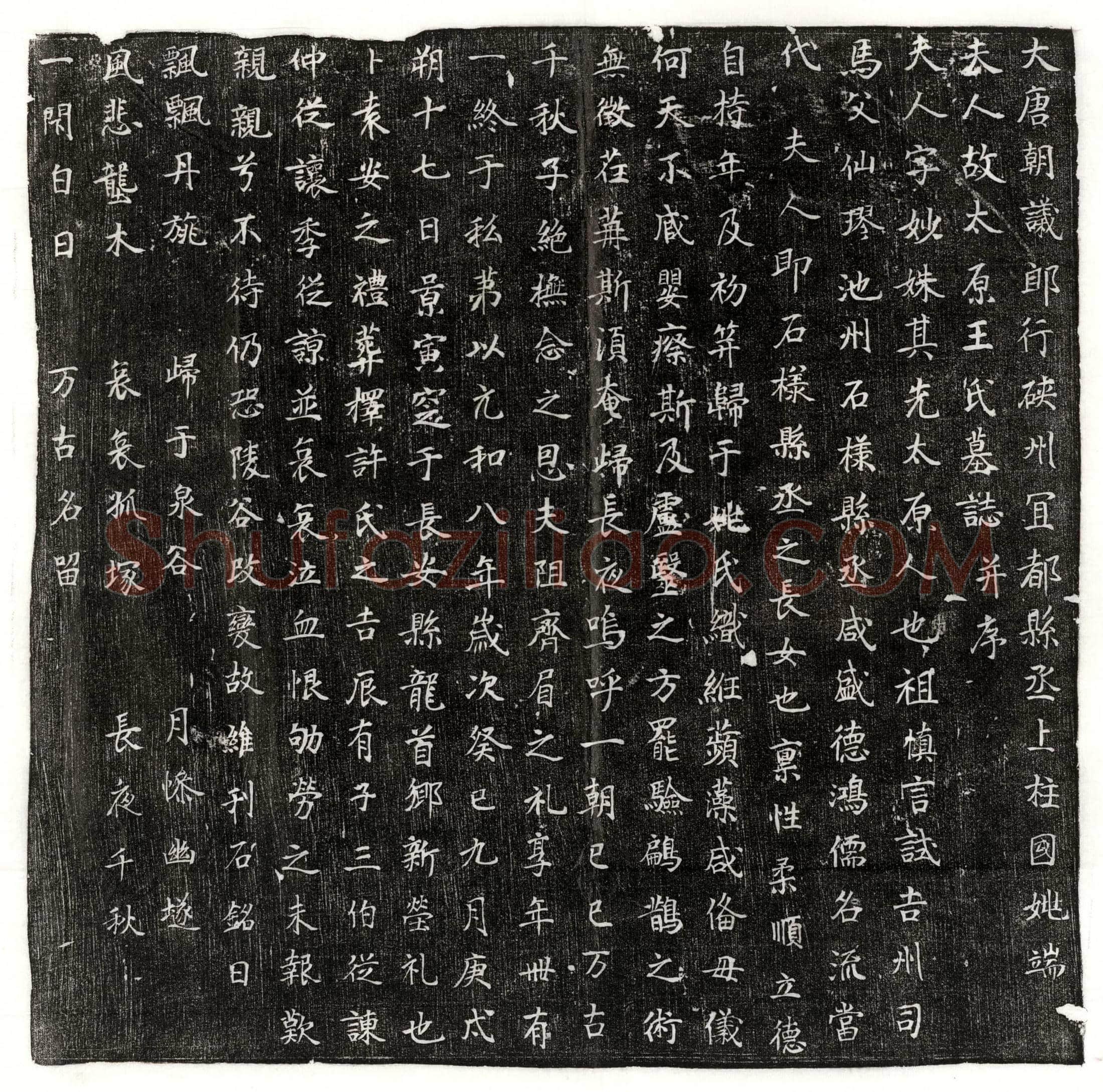 唐姚端妻王妙姝墓誌(大唐朝议郎行硖州宜都县丞上柱国姚端夫人故太原王氏墓誌并序)