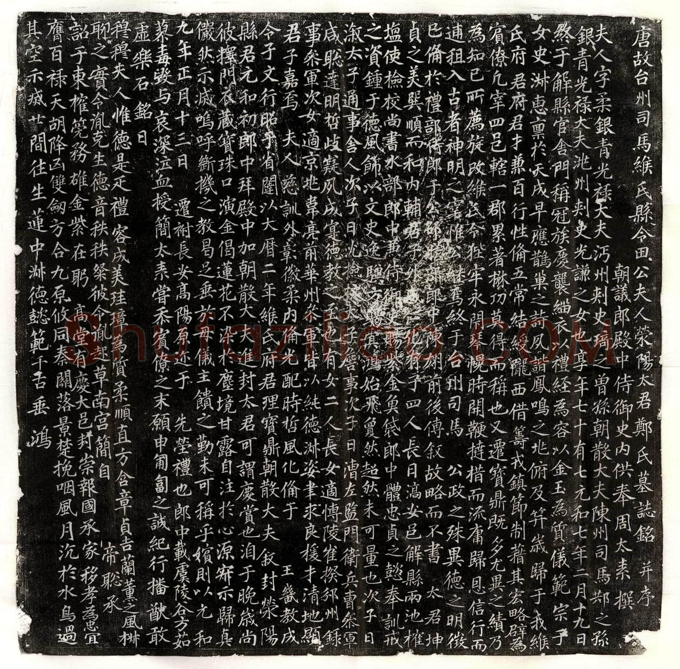 唐田滈母郑柔墓誌(唐故台州司马缑氏县令田公夫人荥阳太君郑氏墓誌铭并序)