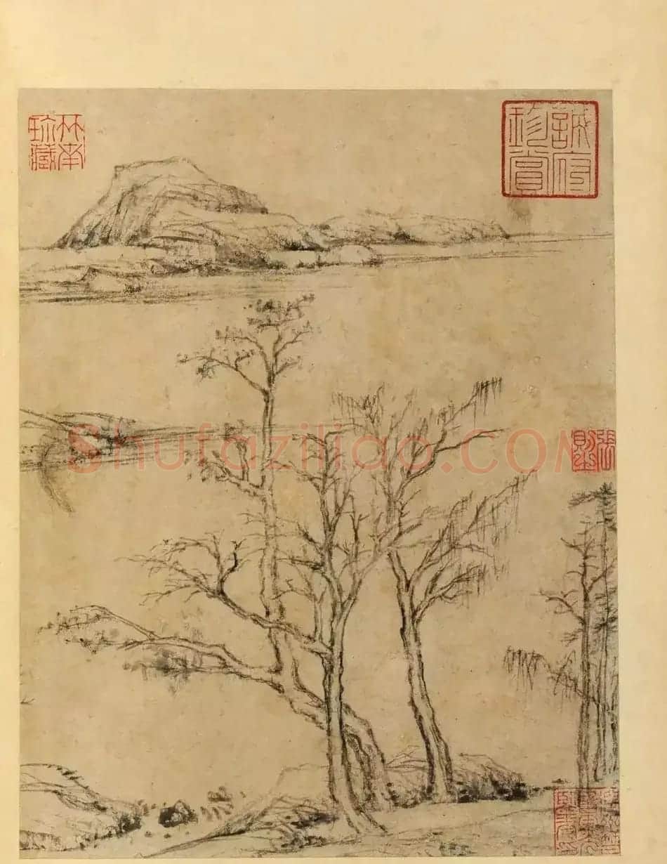 董其昌59岁书画合璧山水小景册页 | 传世书法作品鉴赏