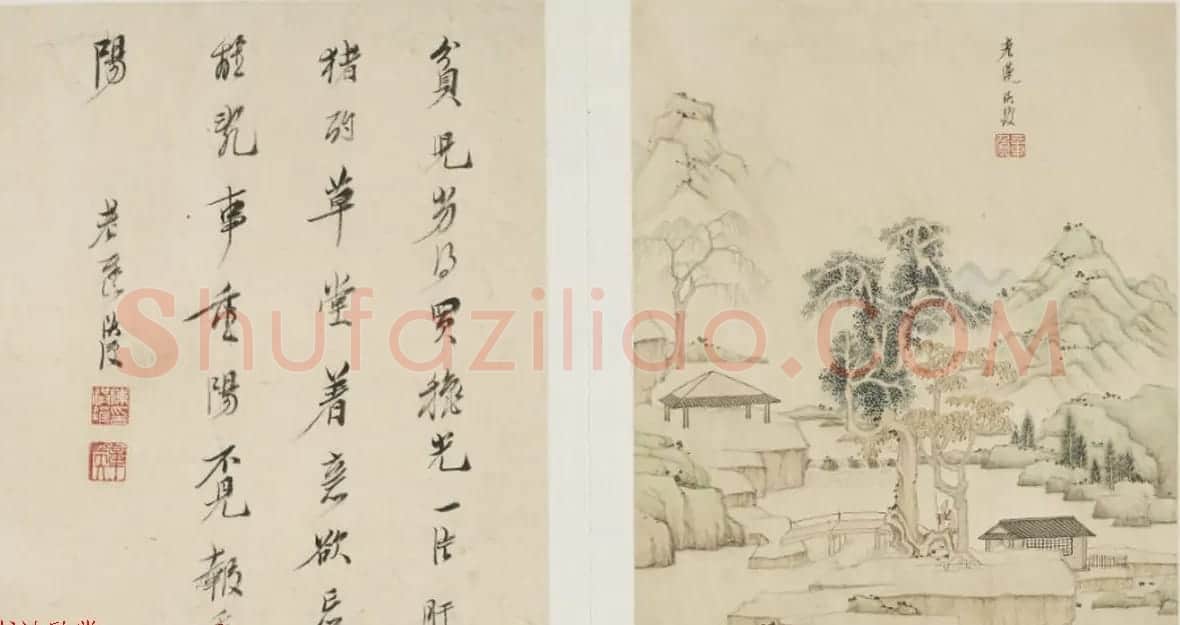 明代陈洪绶字画欣赏《山水人物册页》 | 传世书法作品鉴赏
