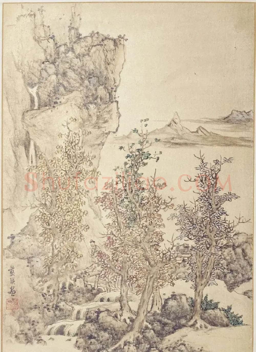 明代蓝瑛绘韩理书跋《澄观图》书画册页欣赏 | 传世书法作品鉴赏