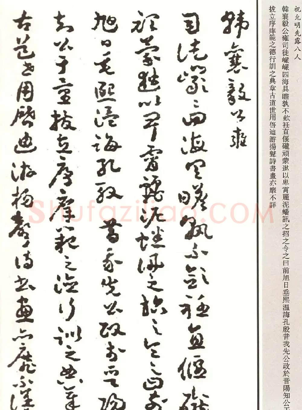 祝允明章草书法作品欣赏《先露八人》 | 名家书法作品赏析